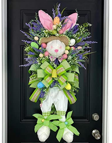 Murman Osterdeko Türkranz, 60cm Osterhasen, Ostern Häschenkranz Frühlings Dekoration, Ostern Kränze Tür Deko, Osterkranz Anhänger Girlande Festival Ornamente Für Schlafzimmer Tür Wand Dekoration