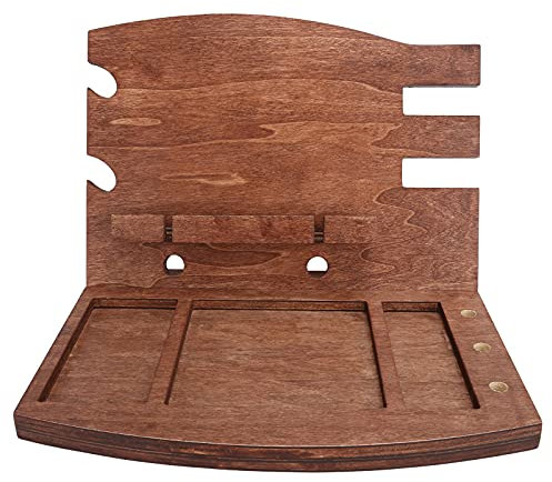 Glomora Wood Tech Organizer, Docking Station per Comodino per Telefono, Portafoglio, Orologio, Chiavi E Altro - Elegante Hub di Ricarica per Accessori da Scrivania