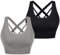 Leversic Sport BH Damen Push up, Sports Bra Ohne Bügel Sport BH Rückenfrei, mit Breiten Trägern für Besseren Halt und Unterstützung, 314-2PCS-Schwarz+Grau, M