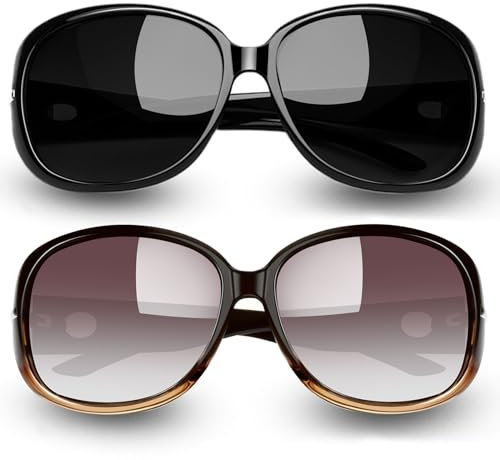 Joopin Lunettes de Soleil Femme Polarisées Grosses Lunettes de Soleil Elegantes Tendance Rétro Luxe Noir Marron