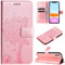 Hancda Case for iPhone 11, Leather Case Wallet Flip Cover with Card Holder Slot Flowers Design Pattern Magnetic Stand Strap Shockproof Protective Phone Case Cover for iPhone 11,Rose Gold