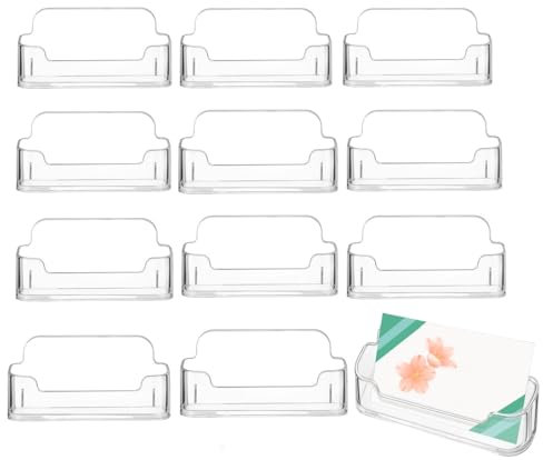 Lot de 12 porte-cartes de visite en acrylique transparent pour bureau et table, support pour maison et bureau