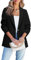 Timuspo Blaser Jacke Damen Klassische Revers Schwarzer Jersey Blazer Knopfverschluss Elegant Einfarbig Sakko mit 2 Seitentasche XL