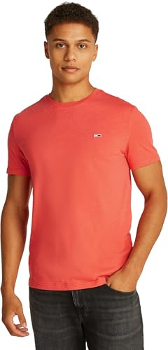 Tommy Jeans Herren S/S T-Shirt, Orange (Bright Zinnoberrot Htr), M