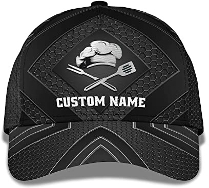 Basecap Chef Küche Liebhaber 3D Anpassen Name Text Mit Kochen Edelstahl Sommer Kappe Unisex Baseball Cap Verstellbare Baseball Mütze Für Herren, Damen, Teenager