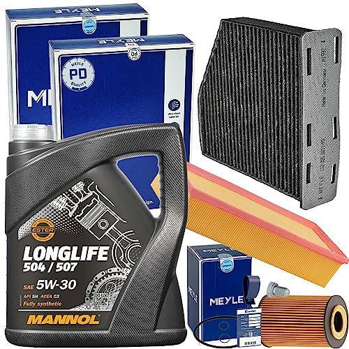 Inspektionspaket Filter Set Meyle Ölfilter + 5l Motoröl 5W-30 passend für A3 8P Golf 6