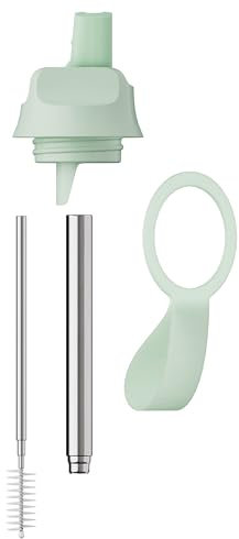 Chilly's Series 2 Sports Flip Lid with Telescopic Straw and Nylon Carry Loop - Easy Flip Lid, Straw Cleaning Brush Included - Accessory Series 2 Water Bottles - Lichen Green