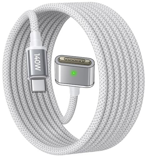 LISEN 140W USB-C Magnetic 3 Cable Fit for MacBook Charger, Nylon Braided 6FT Fit for MacBook Air 2023/2022(M2),MacBook Pro 2023(M3,M2,14-16 inch),MacBook Pro Charger Cord (M3)
