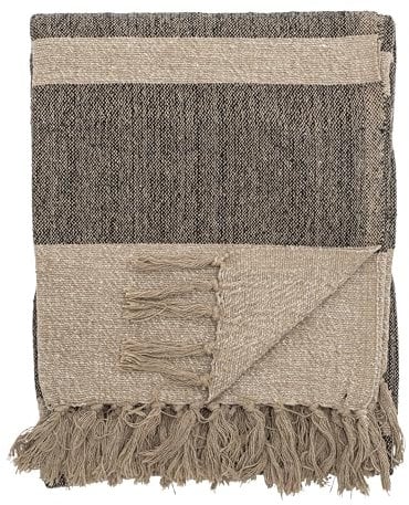 Bloomingville Hochwertige Tagesdecke 160 x 130 cm – Vielseitige Kuscheldecke aus recycelter Baumwolle, ideal als Sofadecke oder für Bett und Garten, kuschelig weich und pflegeleicht (Dunkelgrau)