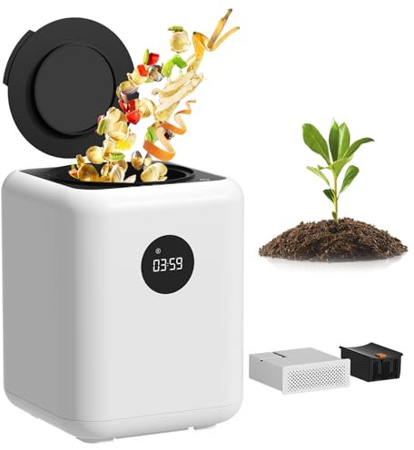 3L Electric Composter Smart Indoor Kitchen Composter Large Capacity Food Waste Compost Machine Converts Waste to Dry Compost, Odorless Auto Compost Bin with Auto-Cleaning Mode for Plants Effectively