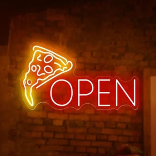 Panneau néon en acrylique ouvert pour pizzeria, magasin, cuisine, four, décoration de fête, cadeaux pour amateurs de pizza, 40 x 20 cm