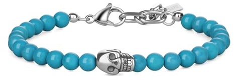 GAVU Kristallperlen Armband Herren mit Edelstahl Totenkopf Charm Armbänder für Männer