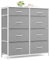 Xbro Kommode, Kommodenschrank mit 8 Schubladen aus Stoff, Komodenschrank Schlafzimmer mit Holzplatte, Kommode Schlafzimmer Flur, Komodenschrank Flurschrank für Küche Büro Flur Schlafzimmer (Grau)