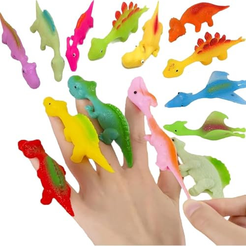 Schleuder-Dinosaurier-Fingerspielzeug, Slingshot Dinosaur Finger Toys, Lustige Fliegende Dinosaurier Schleuder Spielzeug, Dinosaurier Partyspielzeug für Kinder, Geschenkspielzeug (10 PCS)