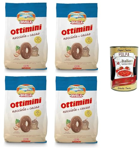 Divella Ottimini Nocciole e Cacao Haselnüsse und Kakao 4x350gr +Italian Gourmet polpa 400g