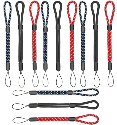 TSUOUKL 12 Stück Finger Lanyard Small Handschlaufe, Verstellbare Finger Wrist Neck Lanyards Nylon Fingerschlaufe Tragbare Finger Lanyard Handschlaufe für Handy, Kamera, Schlüssel, USB Sticks