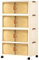 Plastic Storage Boxes with Lids, 4 Tier Stackable Tower with Front Opening Doors, Large Collapsible Bin on Wheels for Home, Office, Bedroom, Kitchen, 56L / Tier