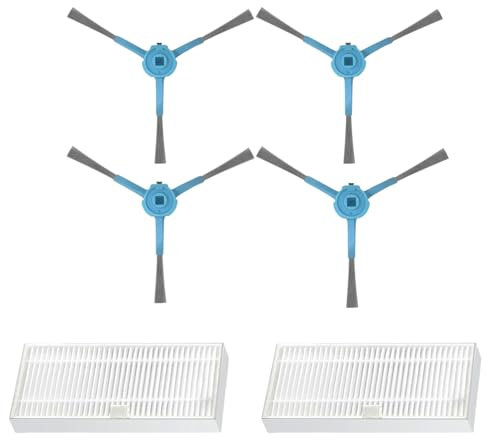 theoutlettablet Pack 4 cepillos Laterales y 2 filtros Hepa para Eureka NERE10s E10S / Midea M9 / Obode A8 Recambio Robot Aspirador