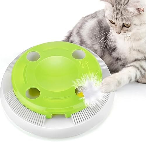 Interactive Cat Toys 8 Holes Hide and Seek Mouse Catching Game, Whack A Mole Smart Ambush Exercise Cat Toy, Automatic Feather Toy
