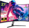 Amzfast Monitor de juego curvo de 27 pulgadas, QHD(2560 x 1440), 240Hz,1MS MPRT, 1500R, sRGB 120%, adaptable Sync, Low Blue Light,VESA 100 x 100,HDMI 2.0 x 2/DP 1.4 x 2, AMZG27C1Q Pro