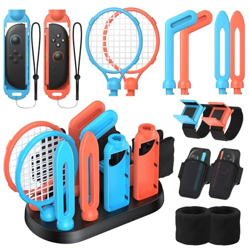 FASTSNAIL Sports Game Accessories Bundle Compatible with Nintendo Switch & Joycon 2, Family Party Accessories Pack with Organized & Storage Station for Switch Sports Games