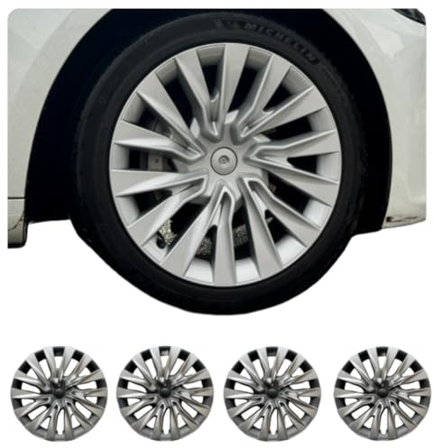 Radkappe Tesla Modell 3 2024-2025, 18 Zoll für Radkappe, ABS, Schwarz und Silber, asymmetrisches Design