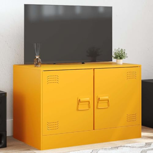 LLEZKBR Centres de divertissement et supports TV - Meuble TV - Jaune moutarde - 67 x 39 x 44 cm - Acier