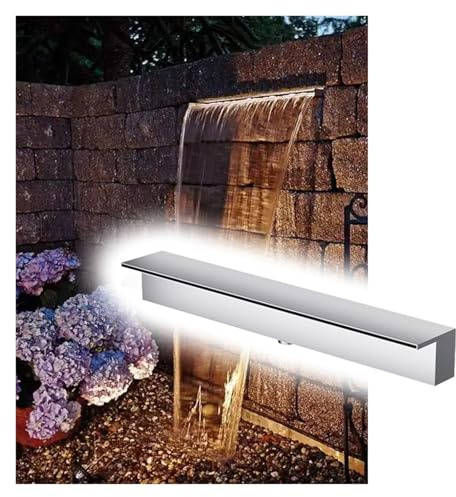 PpeiliL 1 Stück Edelstahl-Wandbrunnen-Sprühdüse, anpassbarer Wasserfallüberlauf for Garten/Terrasse/Spa/Fischteiche, Durchflussmenge 8-70 Zoll(Silver,8in)