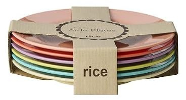 RICE Set di 6 piatti in melamina – piatti da dessert / contorni Ø 20 cm – multicolori – impilabili e leggeri – robuste stoviglie da campeggio – max 70°C