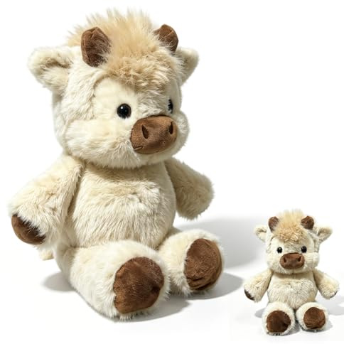 Kuh Kuscheltier, Rind Kuschel Stier Plüschtier, Kinder Plüsch Spielzeug, Niedliches Plüschtier, 45cm Niedliches Kuh Plüschtier Cow Stofftier, zum Kuscheln und Spielen, für Kinder & Erwachsene (Khaki)