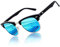 CGID MJ56 clubma Unisex Retro Vintage Sonnenbrille im angesagte 60er Browline-Style mit markantem Halbrahmen Sonnenbrille,Brillen trends 2018, A Schwarz-blau, 51