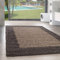 SIMPEX Teppich Wohnzimmer Shaggy Moderne Bordüre Design Taupe 160 x 230 cm - Hochflor Teppich Schlafzimmer Extra Weich und Pflegeleicht - Flauschiger Teppich Langflor für Küche Carpet Living Room