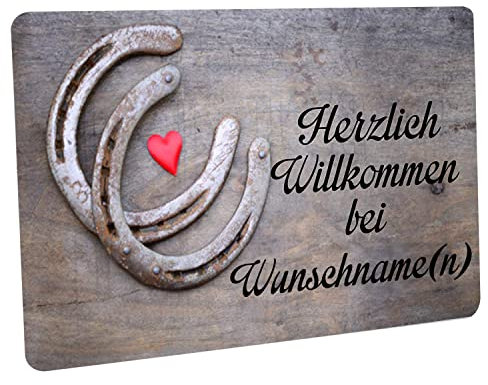 Crealuxe Personalisierbare Fußmatte - Motiv Hufeisen - Türmatte mit Wunschtext, Name oder Motiv – rutschfest – 60x40 cm – Türvorleger für Innen & Außen – Einzug, Hausflur oder Büro