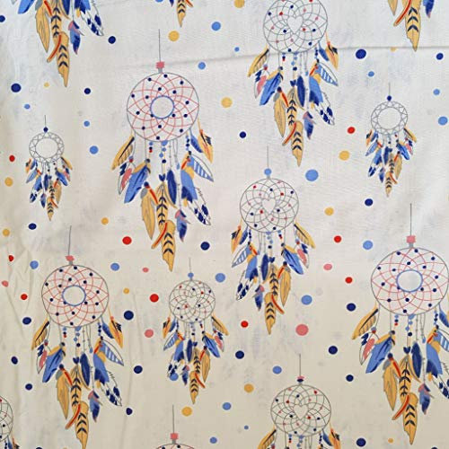 100% Baumwolle Baumwollstoff Kinder Kinderstoff Meterware Handwerken Nähen Stoff Tiermotiv 100x160cm 1 Meter (Feder Traumfänger Beige)