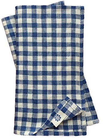 Linen & Cotton Juego de 4 Servilletas de Tela a Cuadros Estella - 100% Lino, Blanco Azul (32 x 32 cm) Suaves Lavable Rústico para Hogar Mesa de Centro de Madera Restaurante Picnic Verano Pascua País