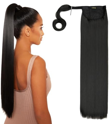 Lullabellz Grande Straight Wraparound Pony, 26-Inch Length, Natural Black