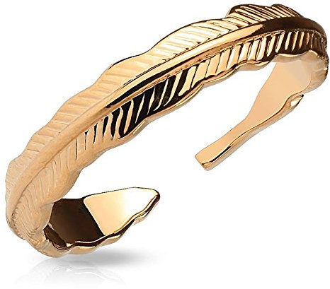 Bungsa Rosegold - Federn Zehenring Damen GOLD/SILBER/ROSEGOLD (Zehring Fussschmuck Fussring Toe-Ring Nail Ring Nagelring biegbar verstellbar)