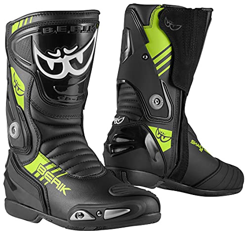 Berik Shaft 3.0 Motorradstiefel, schwarz/neon-gelb, 46
