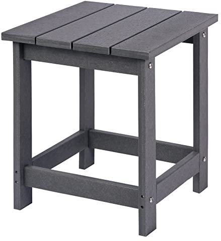 LZRS Adirondack - Mesa auxiliar cuadrada para exteriores, para patio, mesa de patio compuesta, mesas auxiliares de polietileno de alta densidad para patio trasero, piscina, compañero interior, fácil