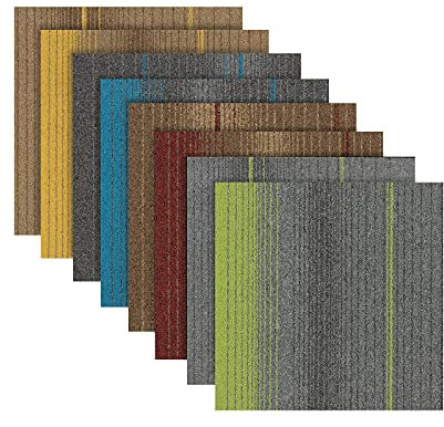 Nylon Teppichfliesen 50x50 cm - Sheffield - selbstliegend & rutschhemmend - Fliesen Teppichboden Auslegware Fußbodenbelag - in 4 Farbsets erhältlich & kreativ kombinierbar (Gelb 133f15)