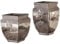 Loberon Übertopf 2er Set Arinsal, Elegantes Fleur-de-Lis-Motiv, teils glänzend lasiert, Zwei Größen, nostalgisches Design, Gartenzubehör, Pflanzgefäß, Terrakotta, Silber