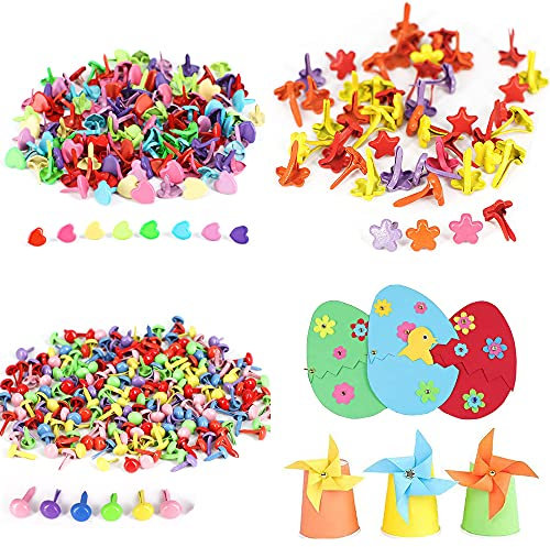 Qanye 300 Stücke Brads Rundkopf, Scrapbooking Brads, Mini Runde Brads, Brads Musterbeutelklammern, Mini Brads Scrapbooking, 3 Spezifikationen, für Papierhandwerk Scrapbook DIY Basteldekoration