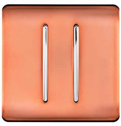 Trendi 2 Gang 2 Way 240V Screwless Raised Front Plate Plastic Artistic Modern Glossy 10 Amp Chrome Rocker Single Electrical Wall Light Switch Copper - ART-SS4CPR