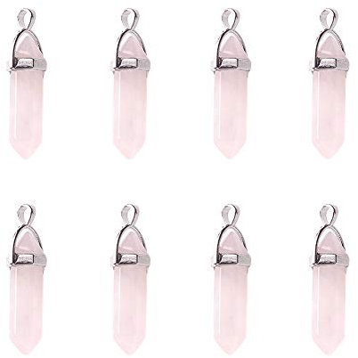 PandaHall - Ciondolo con pietra preziosa naturale, per la guarigione dei chakra, per la creazione di bracciali, collane e, Quarzo rosa naturale, Quarzo