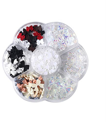 3D Nail Art Dekoration, 7 Raster Nail Art Schleife Bär Schmetterling Nagel Charms Nagel Perlen Kristall Nagel Strass für Nail Art Design DIY Schmuckherstellung
