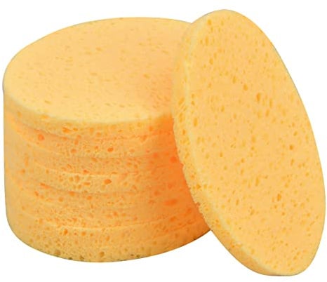 10 Stück Gesichts Reinigungs Schwamm, 8cm Abschminken Pads, Kosmetik Schwämme für Make-Up Entferner Gesichtspflege (Gelb, Oval)
