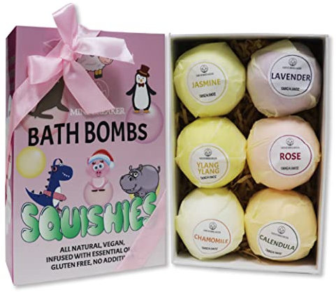 Badebomben für Kinder mit Überraschungsspielzeug im Inneren, 6er-Pack Badebomben-Geschenkset, kindersichere organische Schaum-Badebombe, handgefertigtes Brausebomben- zum Geburtstag