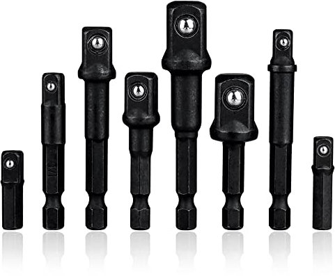 Mesee 8 Pièces Adaptateurs Porte Douilles Hexagonale 1/4'' - Changement Rapide - Adaptateurs Convertisseurs pour Perceuse - Conversion Douille 1/4''-1/2''-3/8'' Carré