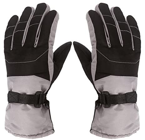 Uposao Kinder Skihandschuhe,12-16 Jahre Mädchen Jungen Winter Warme Schnee Handschuhe Winddicht Rutsch Schneehandschuh Outdoor Snowboard Skifahren Laufhandschuhe Fleece Fahrradhandschuhe,Schwarz Grau