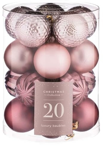Amazing Christmas Collection - Palline di Natale lussuose, 20 pezzi, colore rosa cipria per aggiungere un po' di brillantezza al tuo albero di Natale